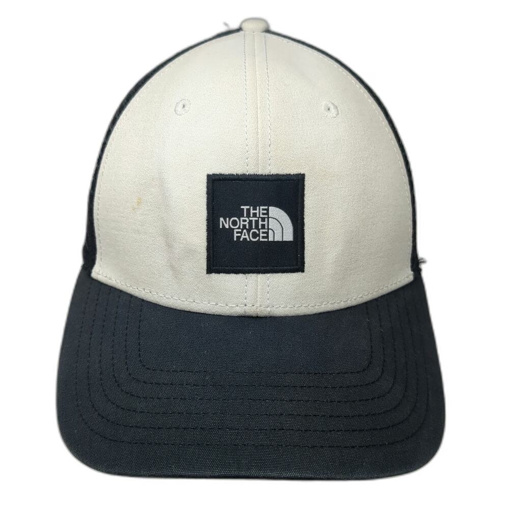 The North Face Trucker Hat White Black OS Mesh Back Snapback Logo Hat Sun Visor